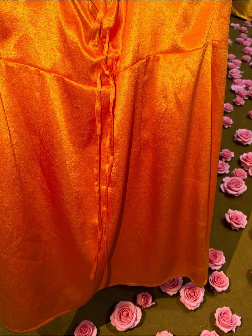 Wild Fable Orange Satin Lace-Up Dress XXL | Vibrant Statement Piece - Picture 5 of 16